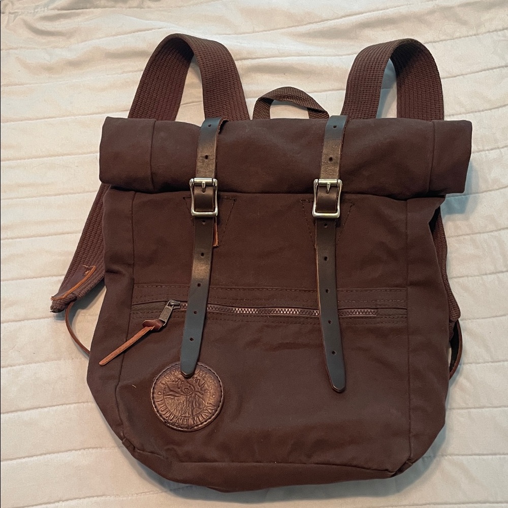 Duluth Pack roll top Scout Brown Leather Strap Backpack